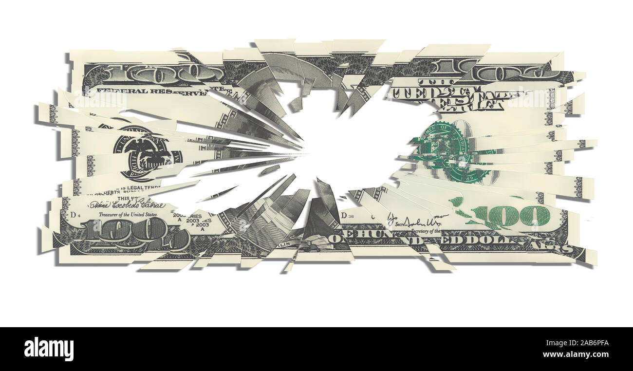Una illustrazione di un 100 us dollar nota Foto Stock