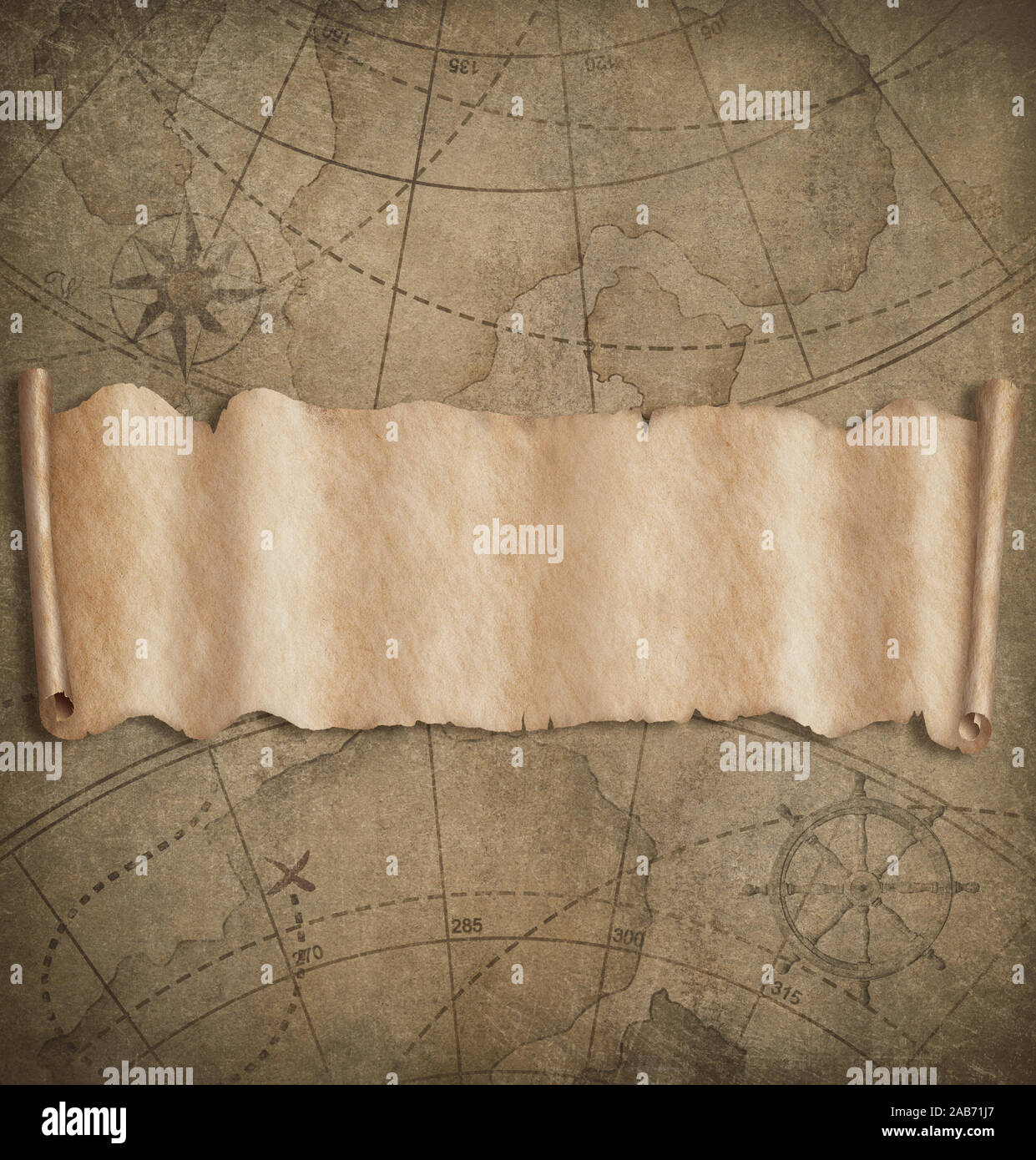 Mappa vecchia con sfondo bianco carta di scorrimento banner per il tuo testo Foto Stock