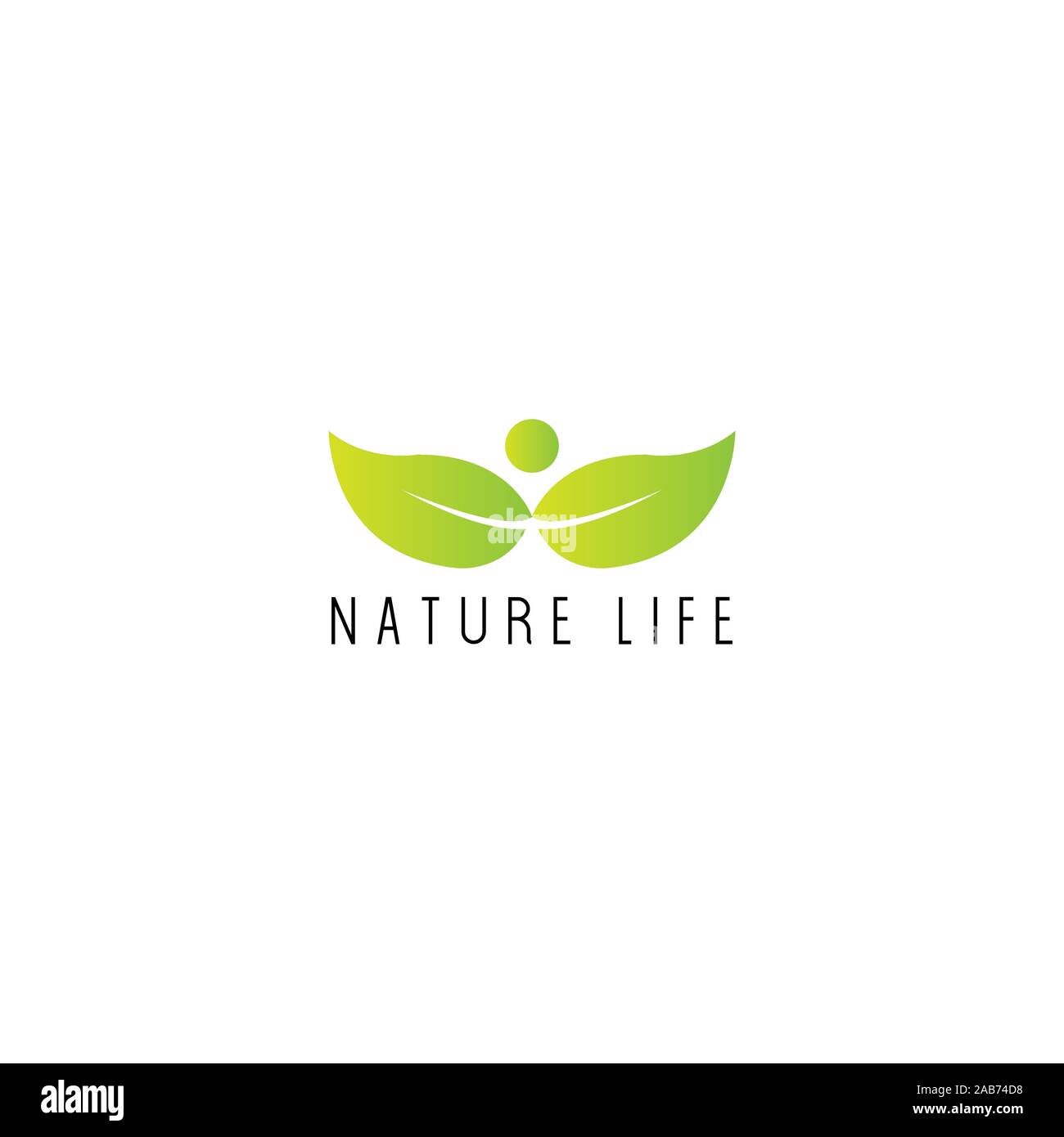 Organici - logo vettoriale concetto di modello illustrazione. Foglie verdi segno. Abstract carattere umano segno. Natura ecologia simbolo. Elemento di design. Illustrazione Vettoriale