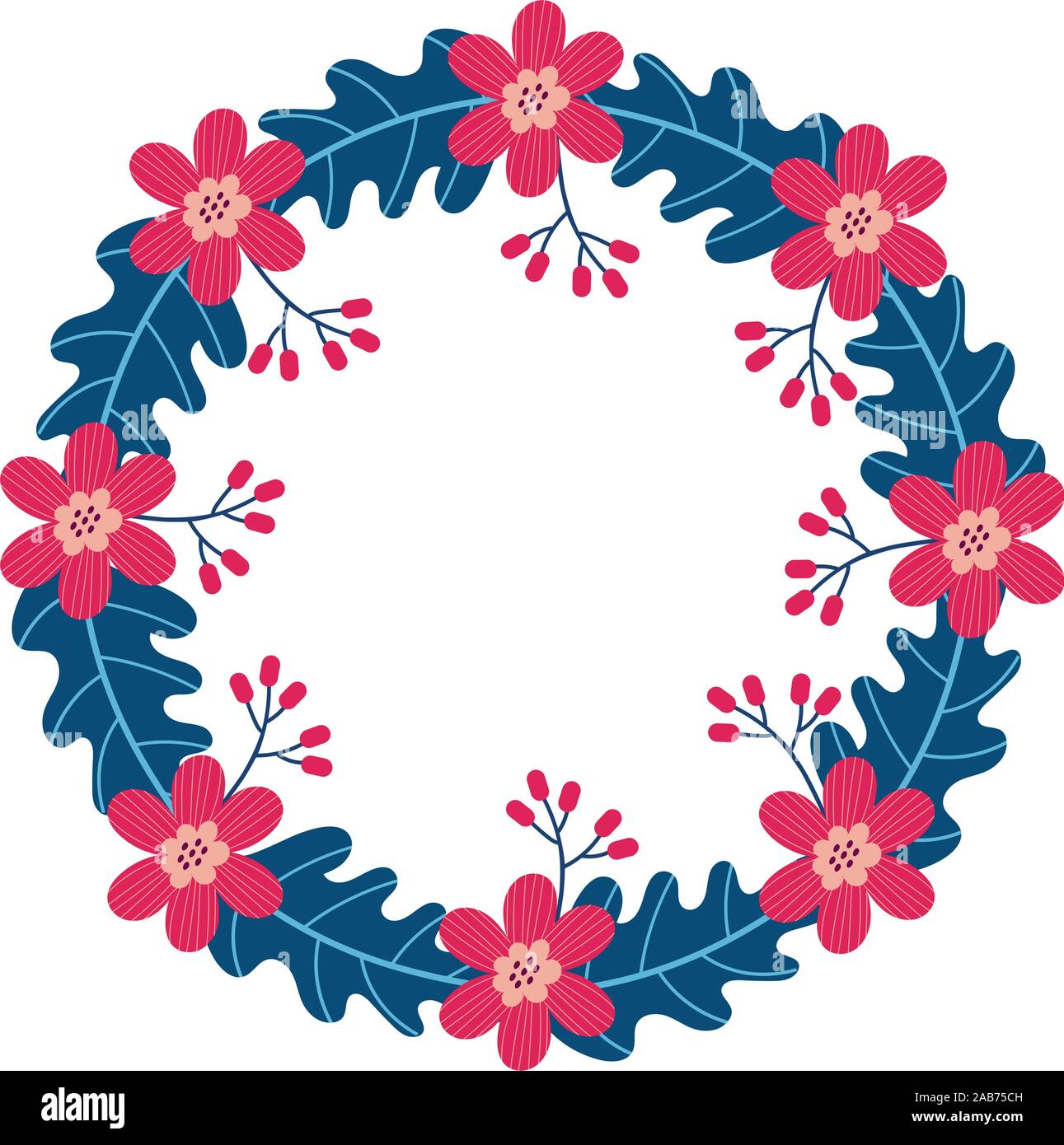 Fiori e foglie corona da giardino Illustrazione Vettoriale