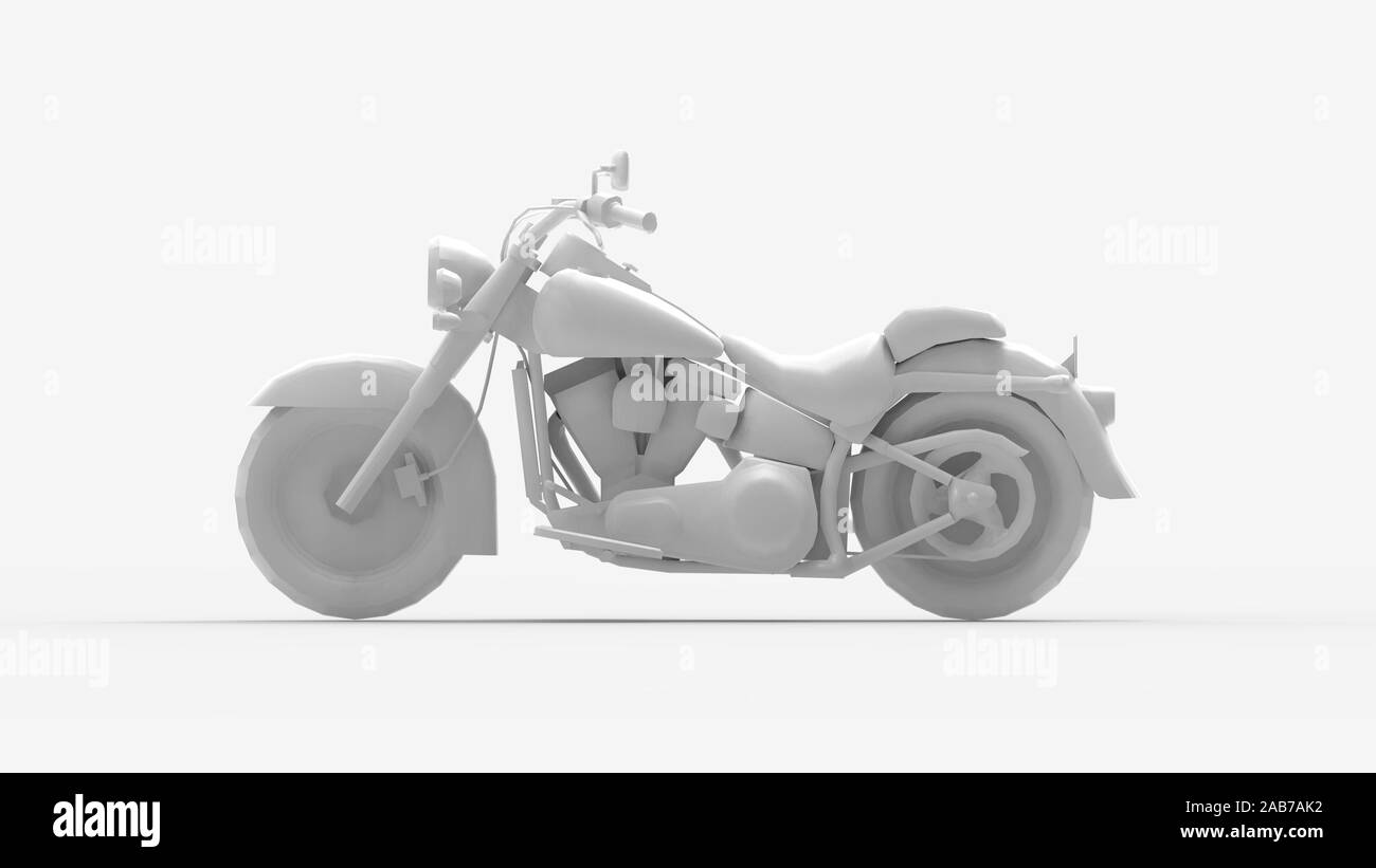 3D rendering di un cruiser motociclo isolato in un bianco di sfondo per studio Foto Stock