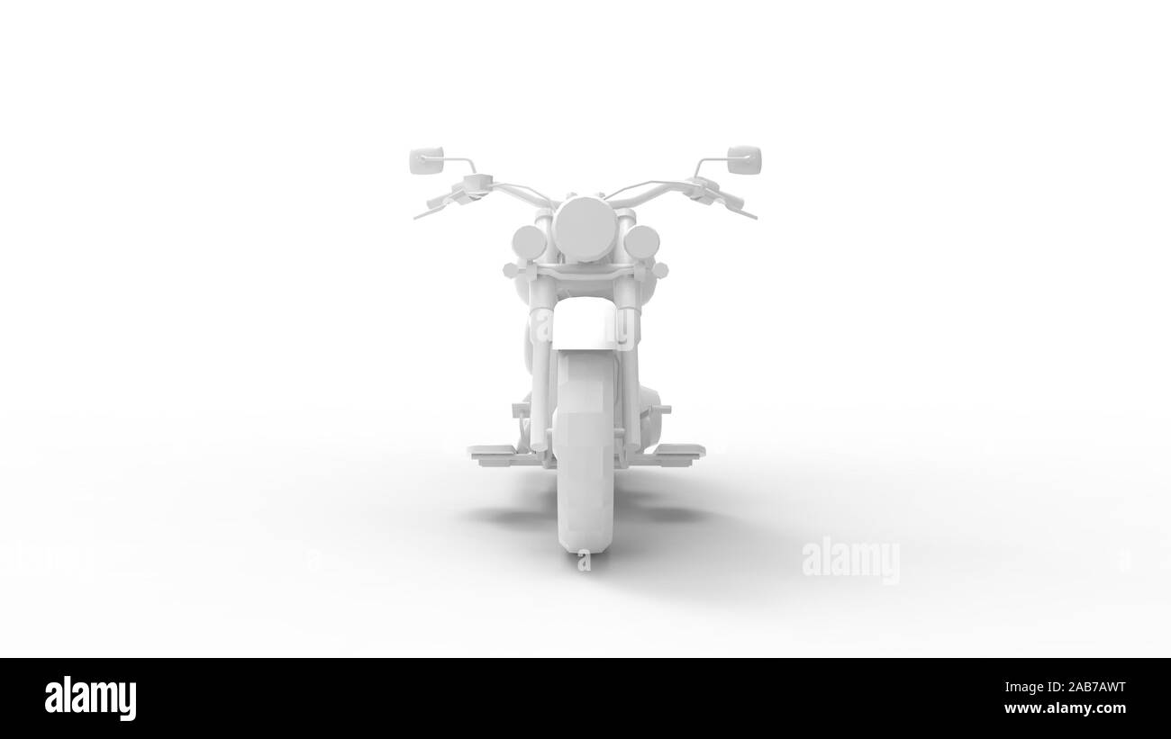 3D rendering di un cruiser motociclo isolato in un bianco di sfondo per studio Foto Stock