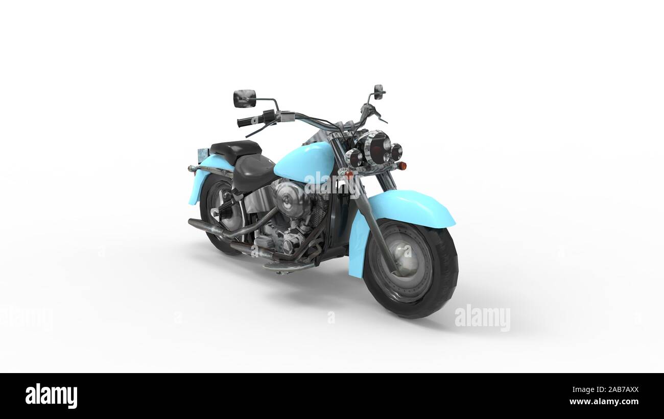 3D rendering di un cruiser motociclo isolato in un bianco di sfondo per studio Foto Stock