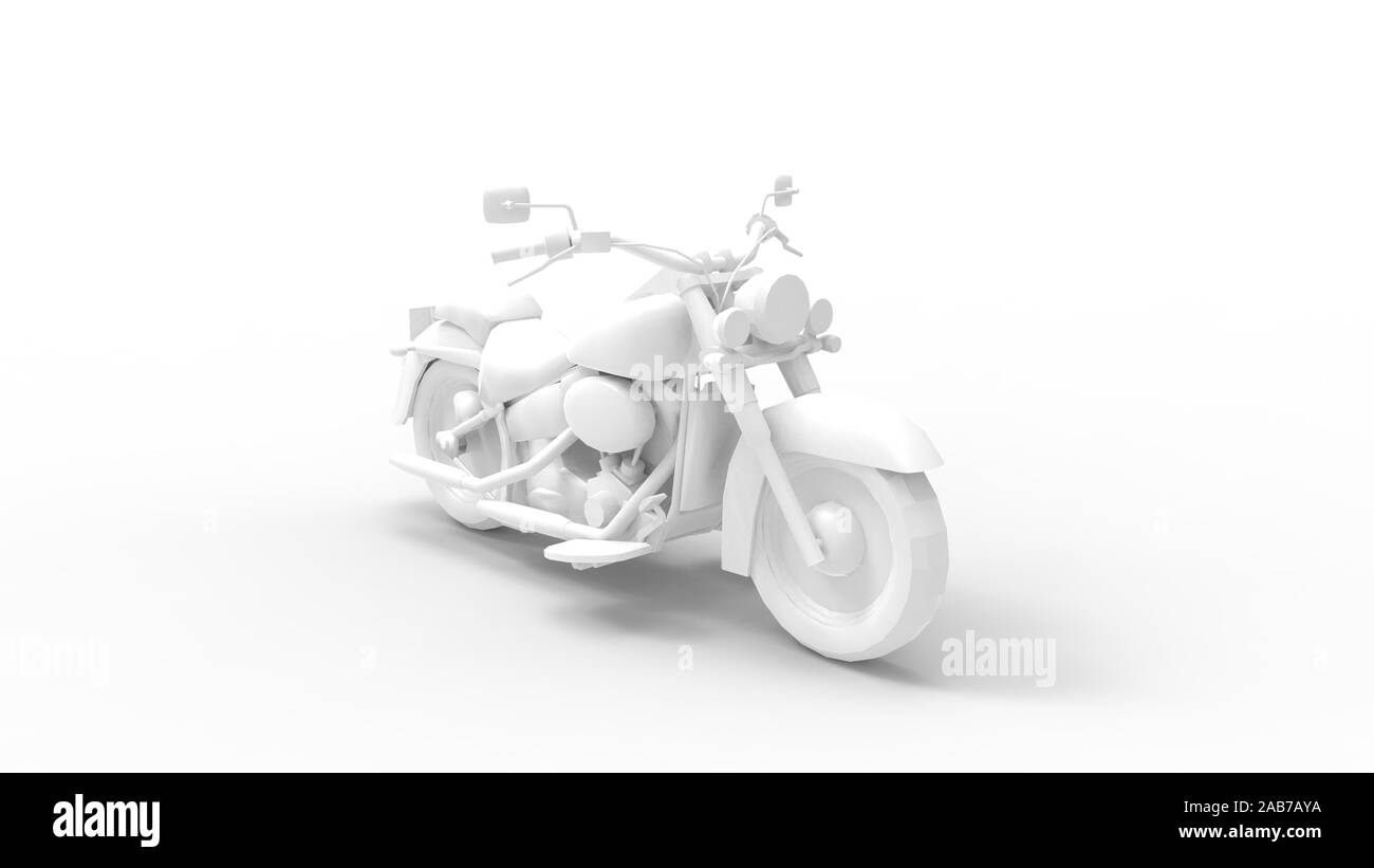 3D rendering di un cruiser motociclo isolato in un bianco di sfondo per studio Foto Stock