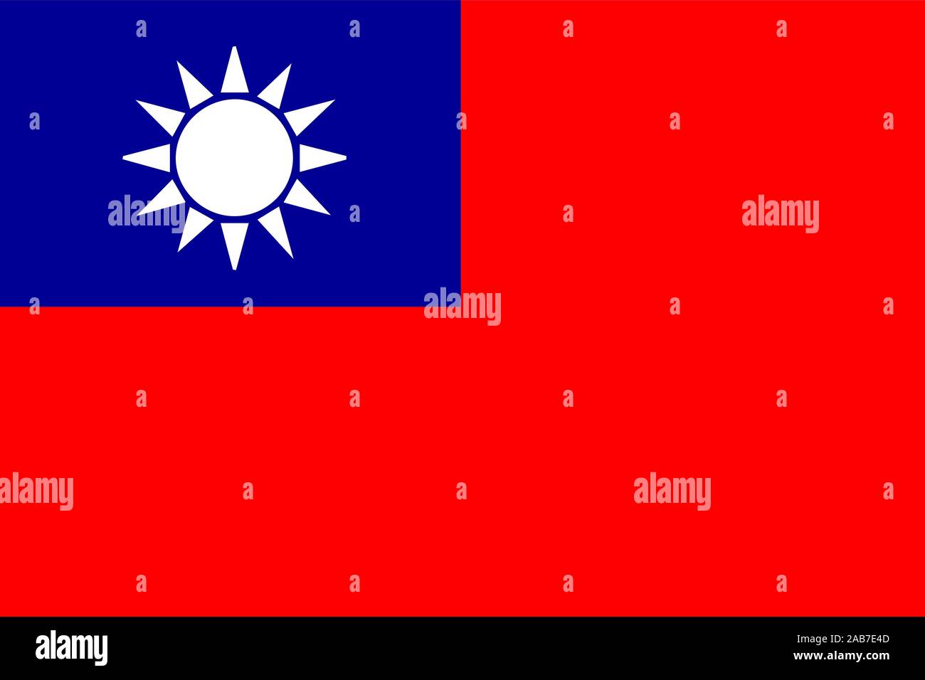 Bandiera di Taiwan. Bandiera Ufficiale di Taiwan. Illustrazione Vettoriale. Illustrazione Vettoriale