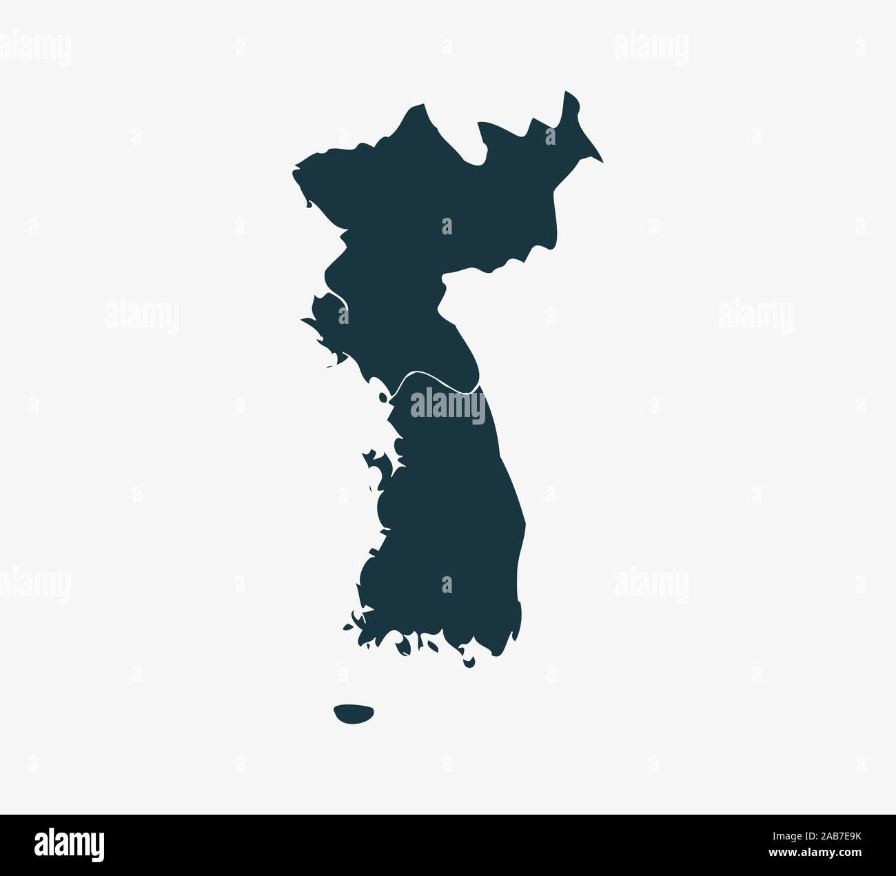 A Nord, Corea del Sud mappa su sfondo bianco. Illustrazione Vettoriale. Illustrazione Vettoriale