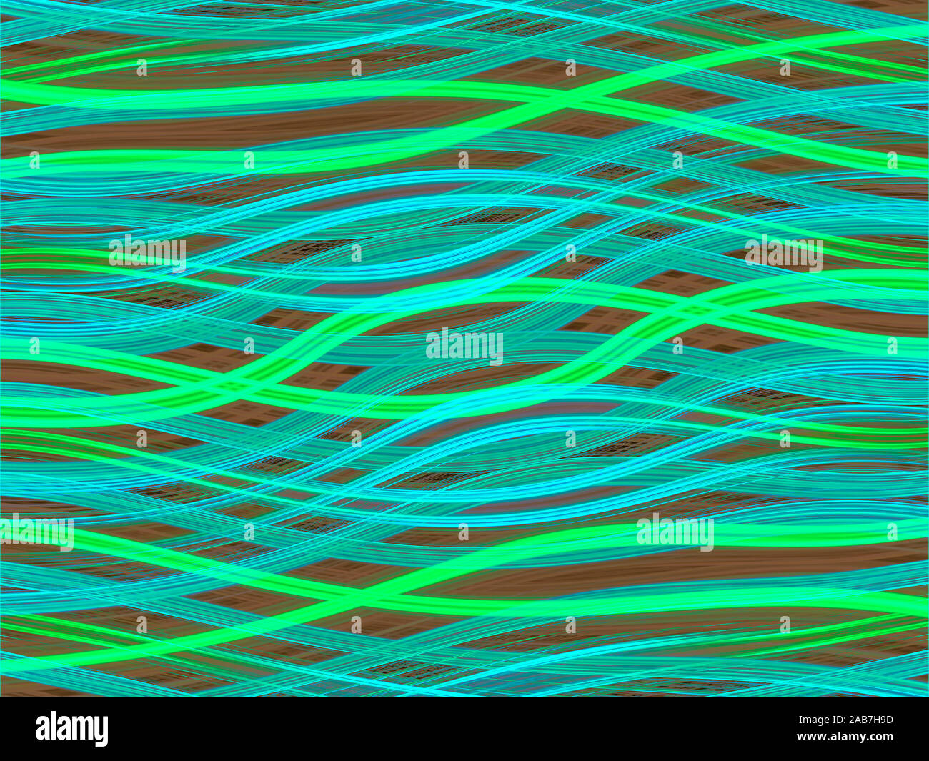 Colorata di verde e blu le linee ondulate sullo sfondo Foto Stock