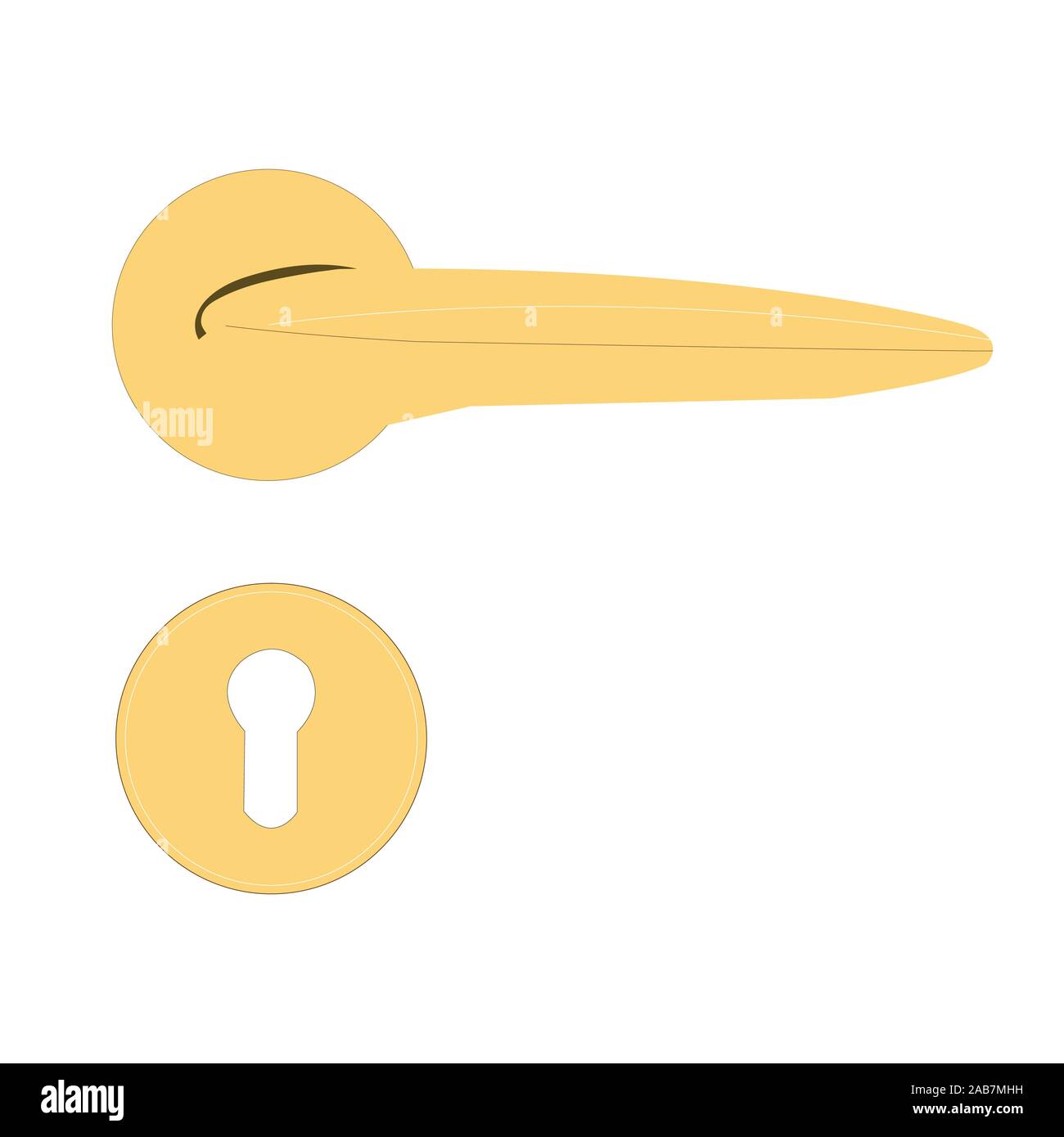 Una luce di colore marrone chiaro la maniglia dello sportello e la fessura chiave Illustrazione Vettoriale