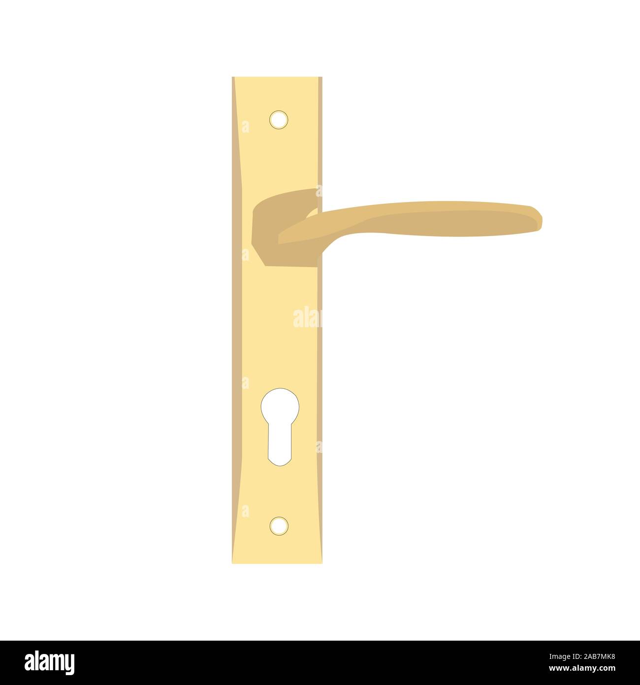 Una luce di colore marrone chiaro la maniglia dello sportello e la fessura chiave Illustrazione Vettoriale