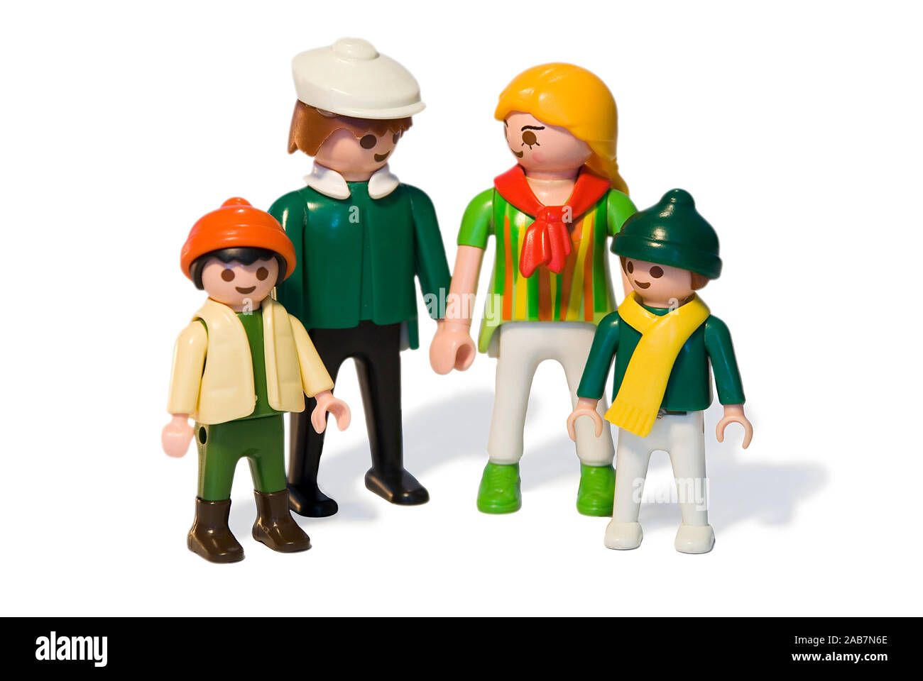 Playmobil figure che rappresentano una famiglia felice Foto Stock