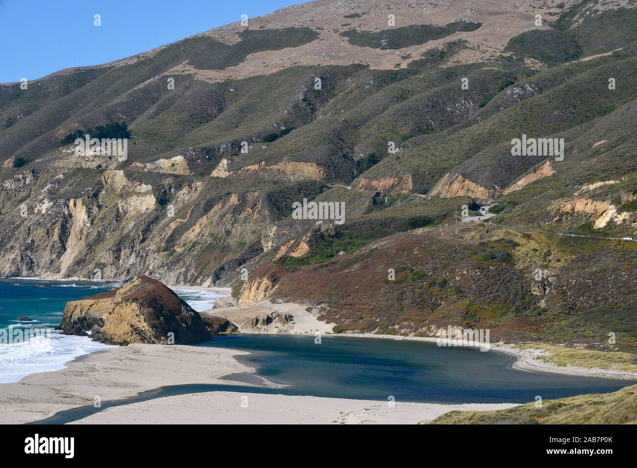 California state Route 1, autostrada 1, strada costiera lungo l'Oceano Pacifico, California, Stati Uniti Foto Stock
