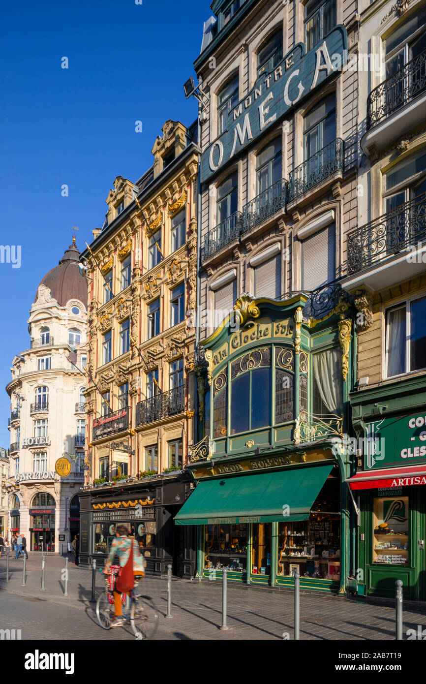 Shopping street, Lille, Nord, Francia, Europa Foto Stock