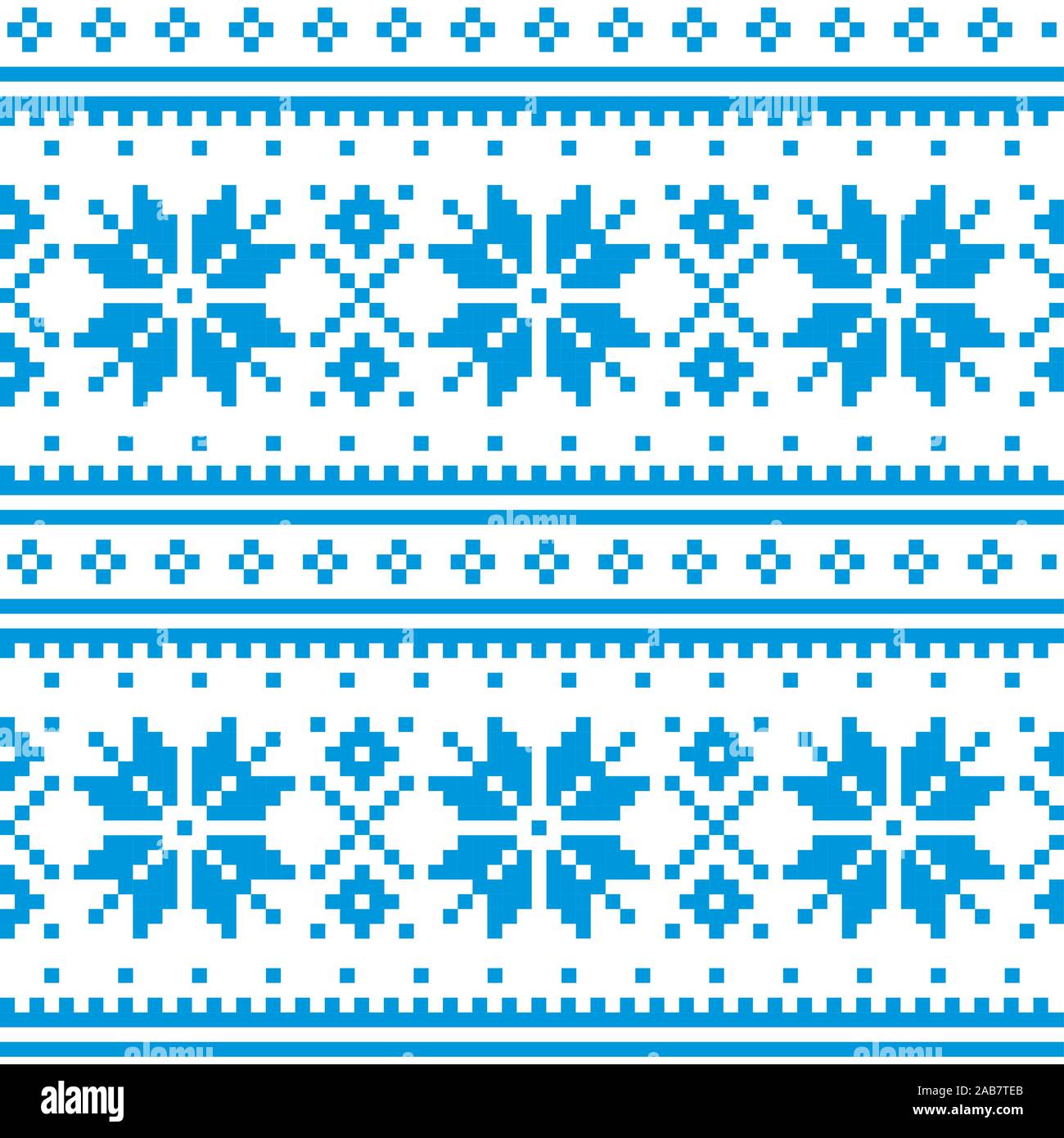 Natale vettore invernale perfetta modello blu, ispirato dalla popolazione Sami, Lapponia folk art design tradizionale, della maglieria e del ricamo Illustrazione Vettoriale