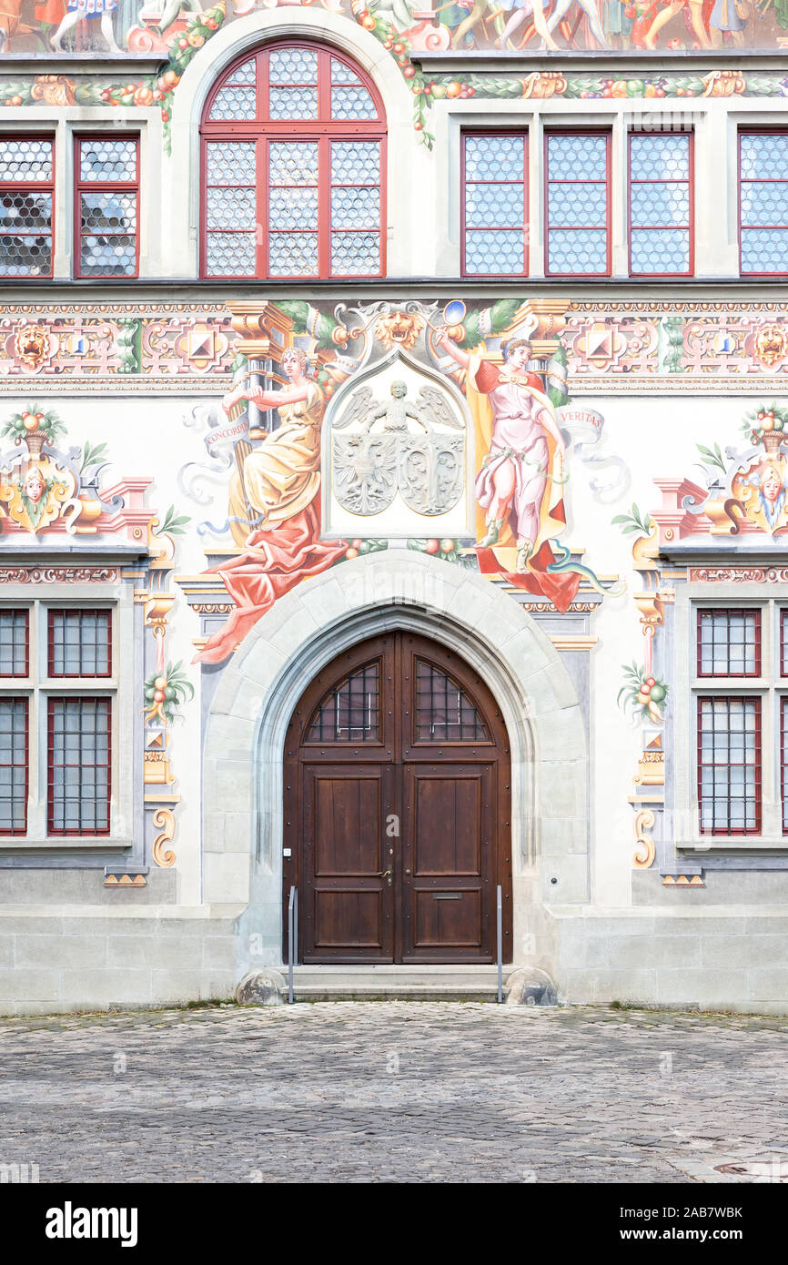 Ein Blick auf das alte Rathaus in Lindau, Deutschland Foto Stock