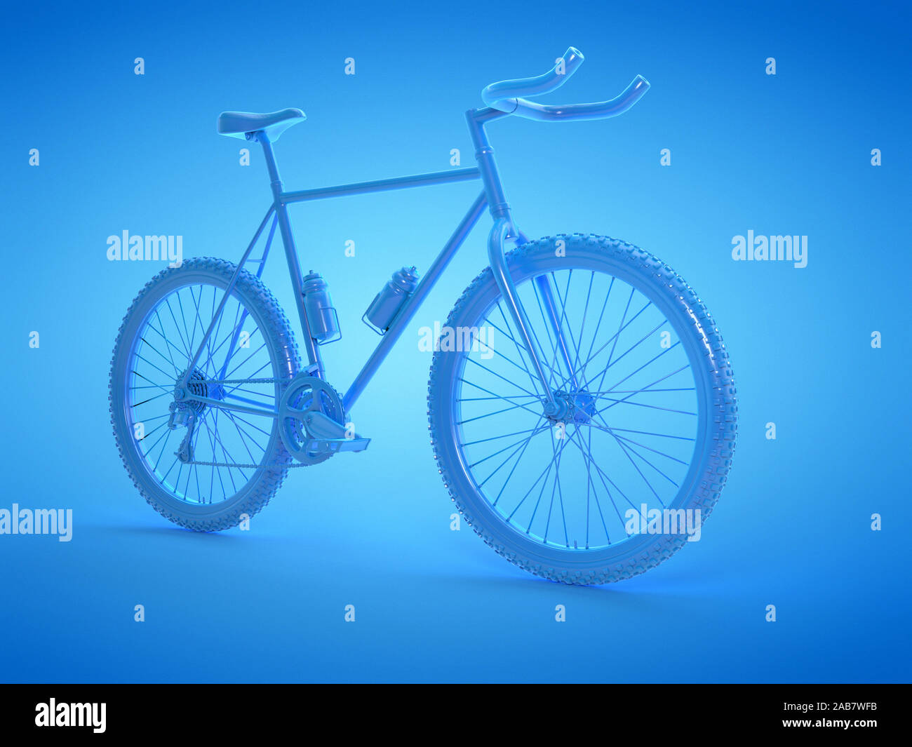 3d reso illustrazione di un blue mountain bike Foto Stock