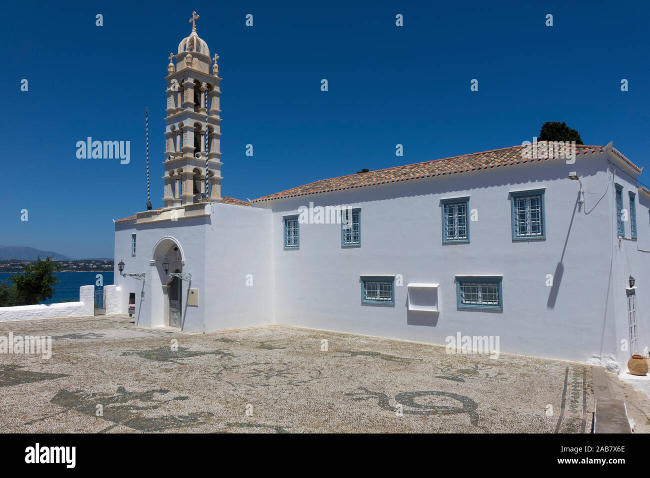 San Nicola Monastero, Spetses, Isole Saroniche, isole greche, Grecia, Europa Foto Stock