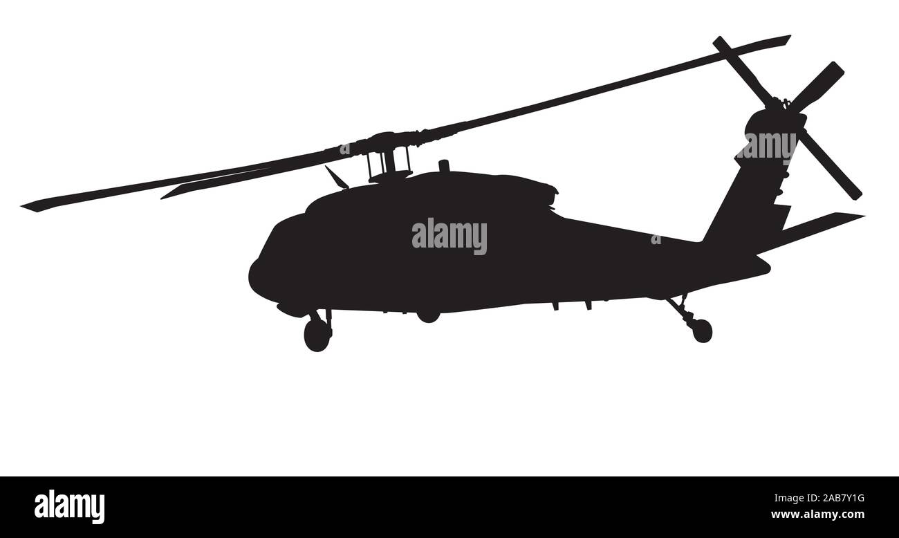 Elicottero silhouette dettagliata. EPS vettoriali 10 Illustrazione Vettoriale