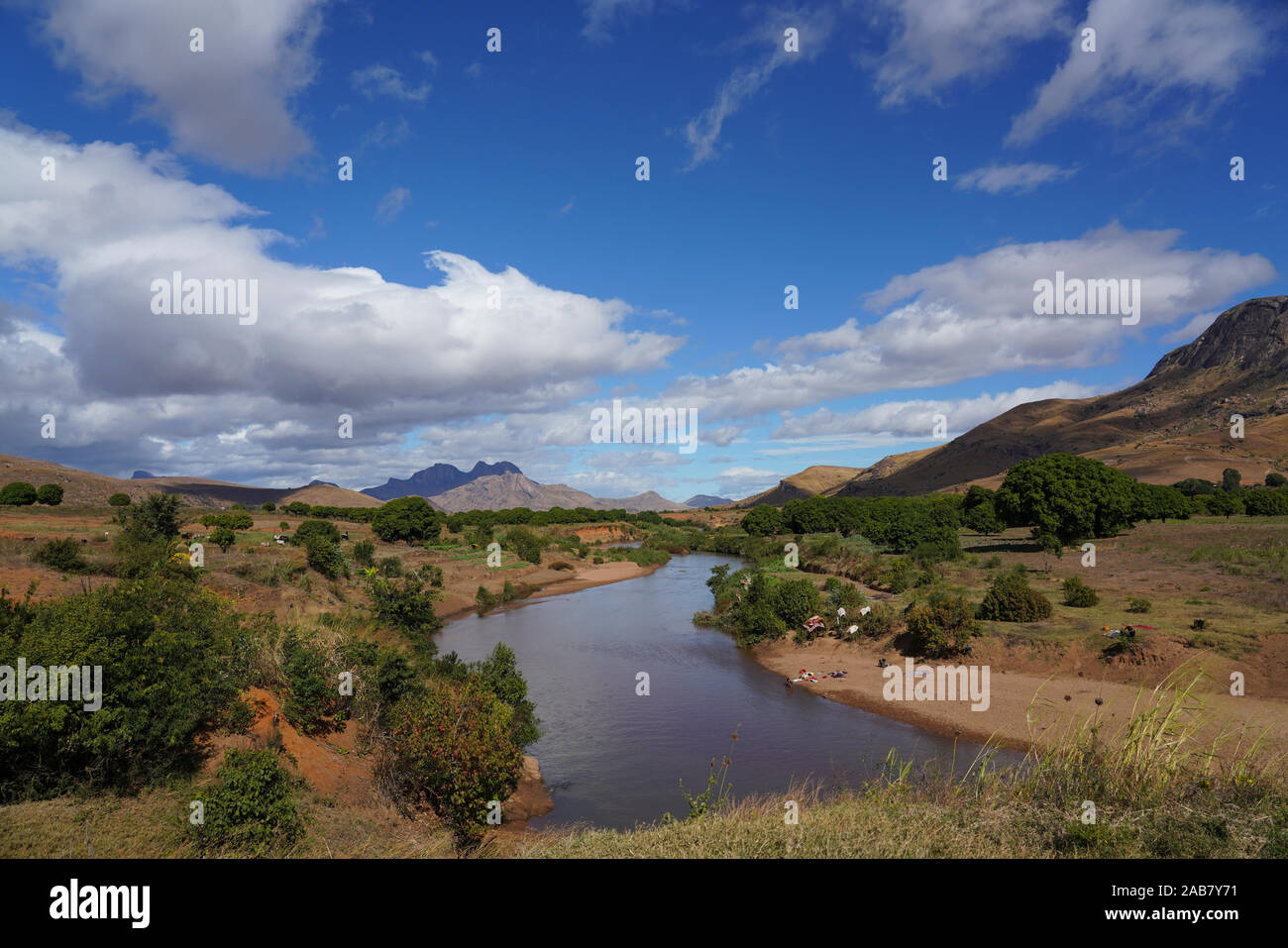 Paesaggio sulla RN7 vicino a Ambalavao, Fianarantsoa provincia, regione di Ihorombe, Madagascar meridionale, Africa Foto Stock