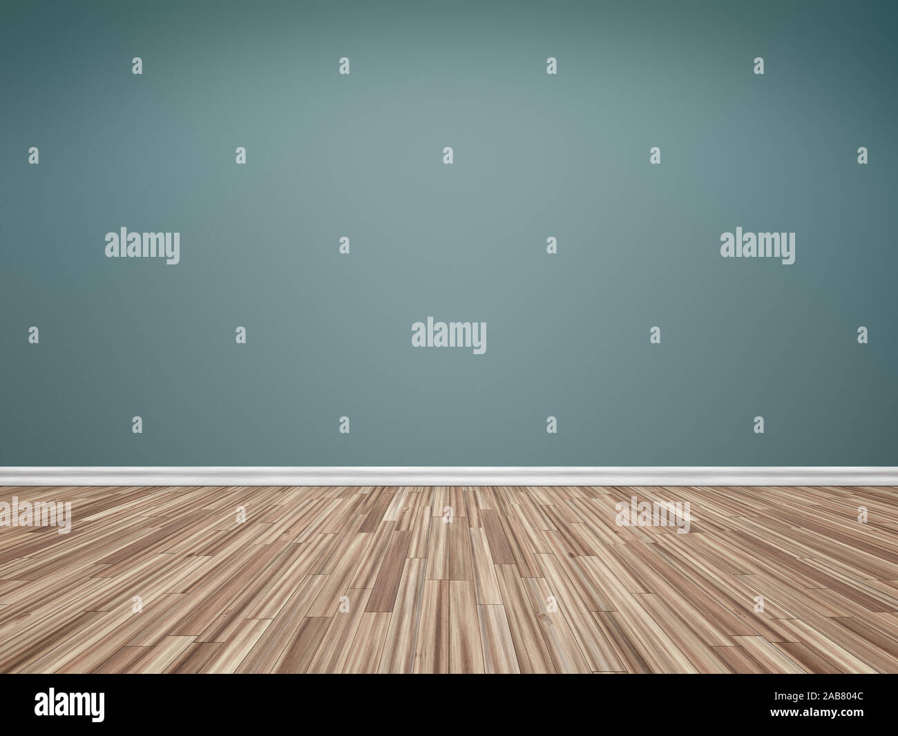 Ein leerer Raum mit grauer Wand und Holzboden Foto Stock