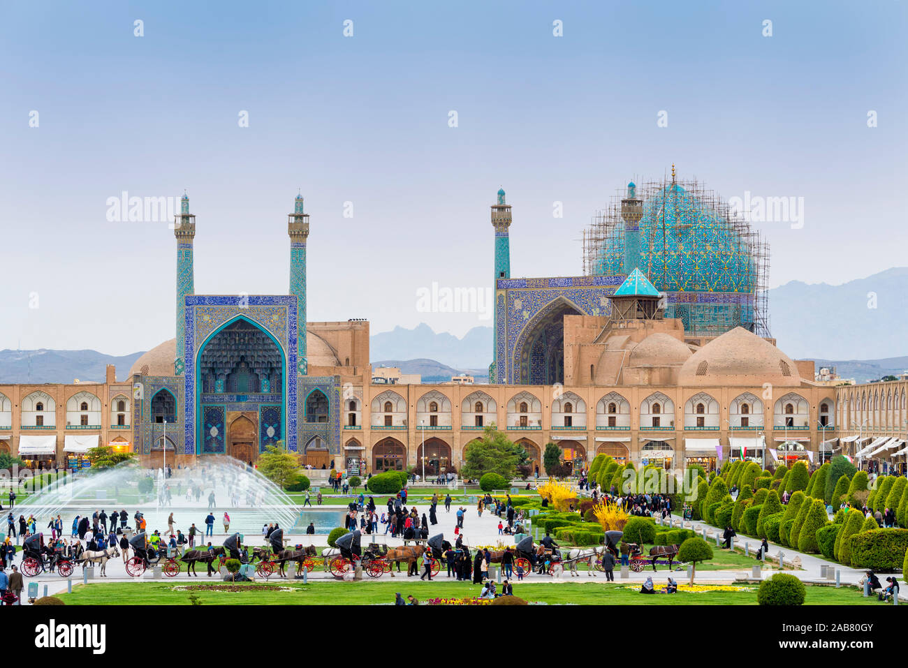 Masjed-e Imam moschea, Maydam-e piazza Iman, Sito Patrimonio Mondiale dell'UNESCO, Esfahan, Iran, Medio Oriente Foto Stock