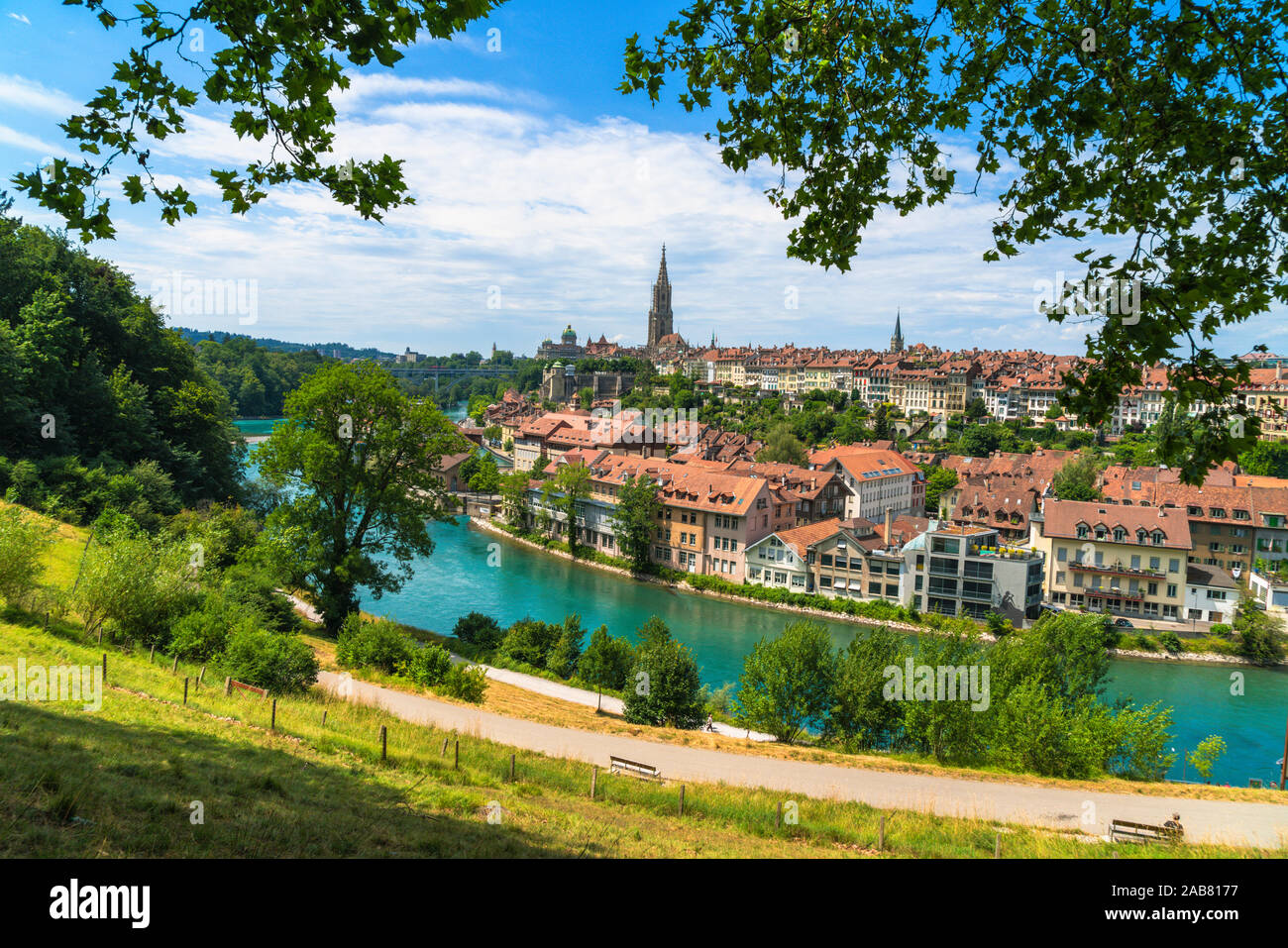 Edifici del vecchio Schwarzes Quartier sulle rive del fiume Aare, Berna, Canton Berna, Svizzera, Europa Foto Stock