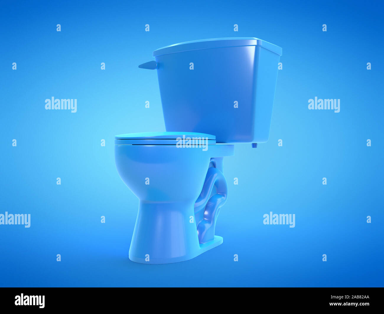 3d reso illustrazione di un wc blu Foto Stock