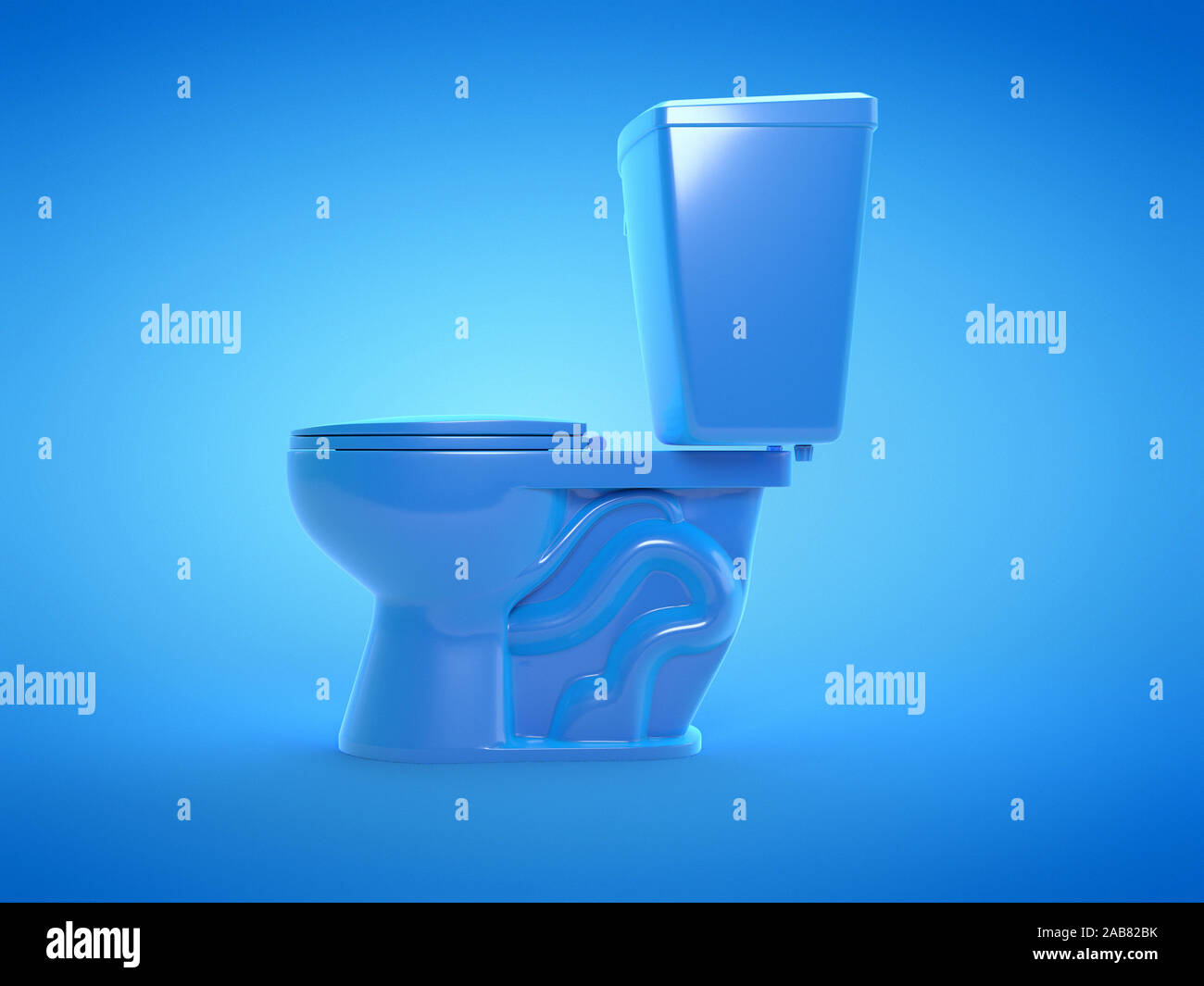 3d reso illustrazione di un wc blu Foto Stock