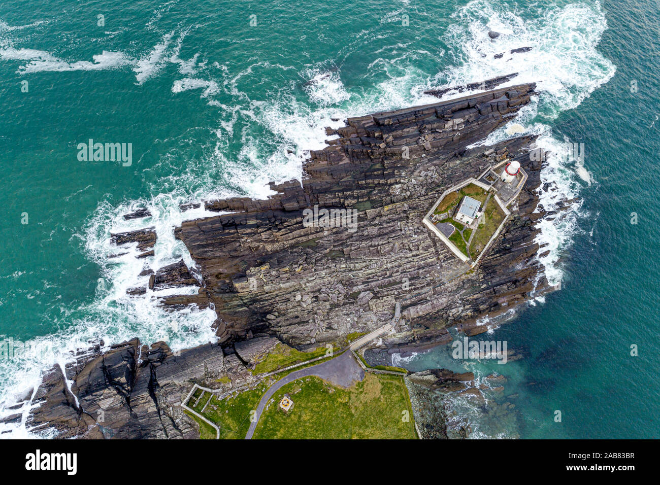 Valentia Island Lighthouse, al punto di Cromwell, nella contea di Kerry, Irlanda Foto Stock