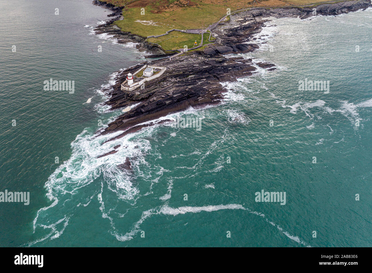 Valentia Island Lighthouse, al punto di Cromwell, nella contea di Kerry, Irlanda Foto Stock