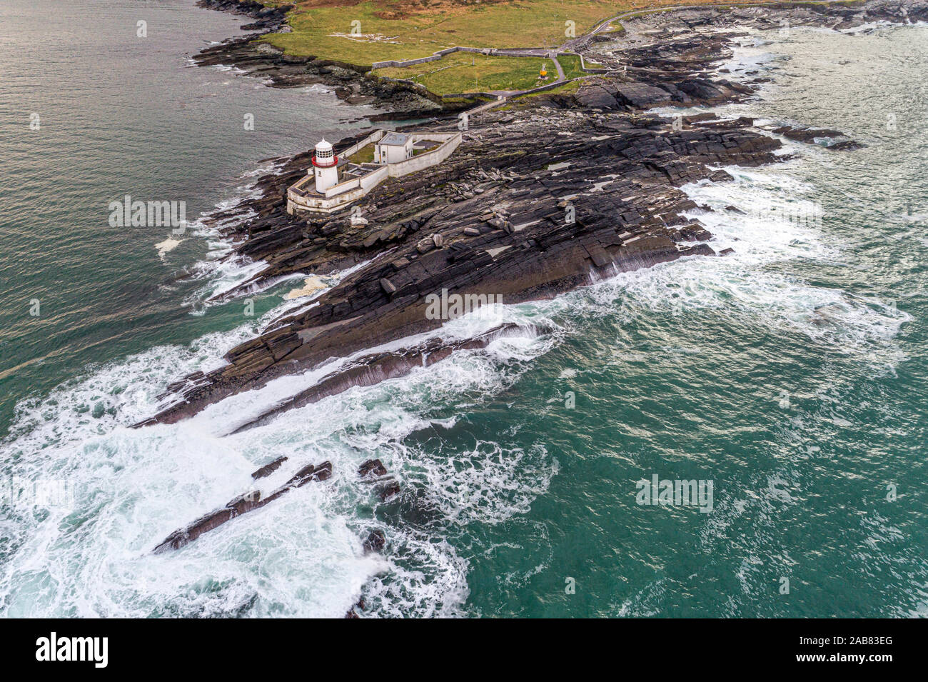 Valentia Island Lighthouse, al punto di Cromwell, nella contea di Kerry, Irlanda Foto Stock