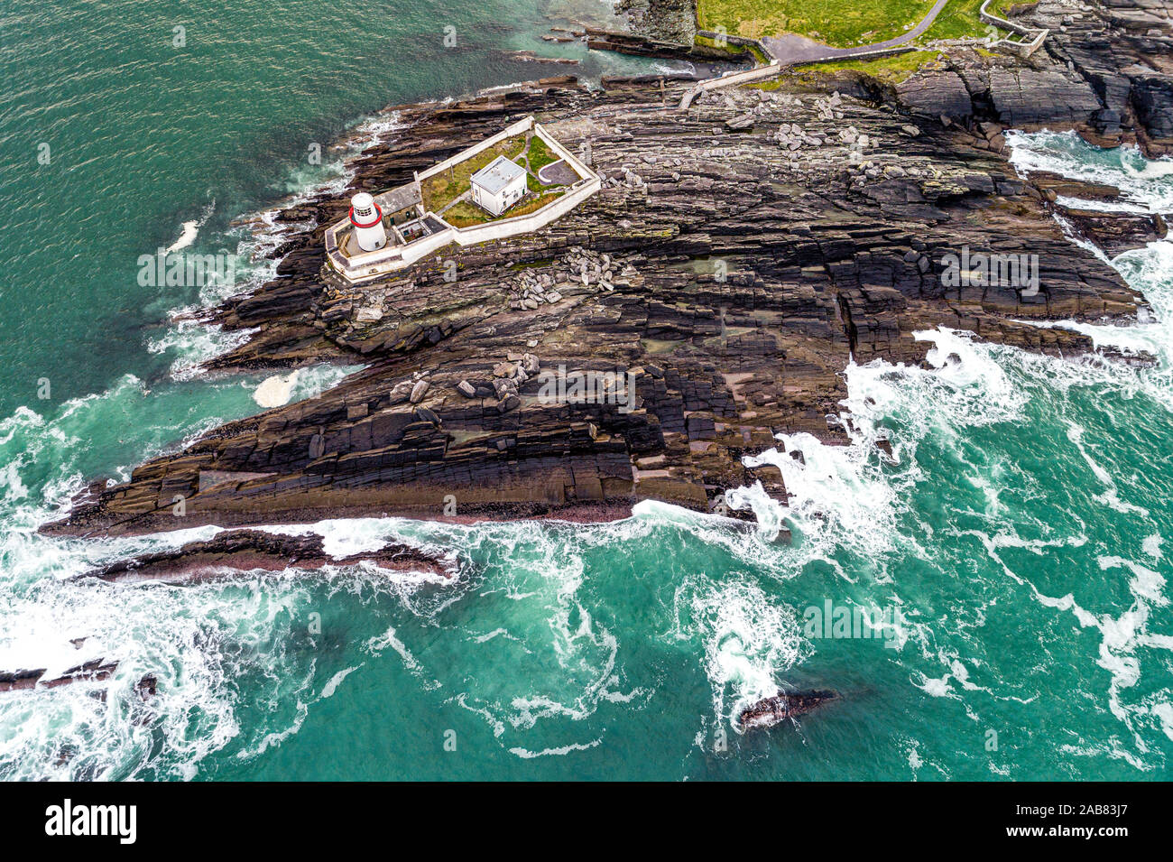 Valentia Island Lighthouse, al punto di Cromwell, nella contea di Kerry, Irlanda Foto Stock