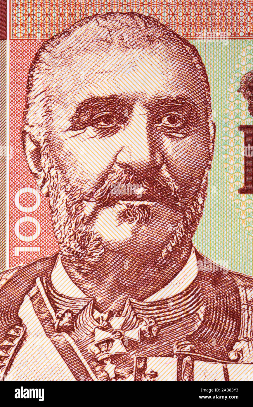 Nicola I del Montenegro un ritratto dal denaro Foto Stock