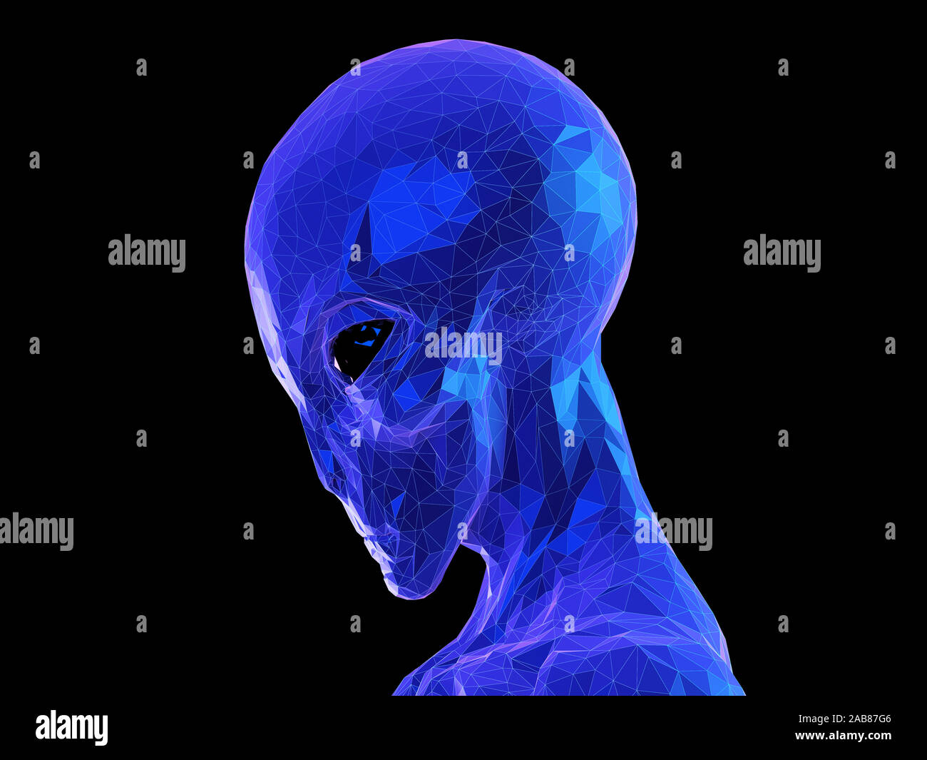 Rendering 3d stile synthwave illustrazione di un alieno Foto Stock