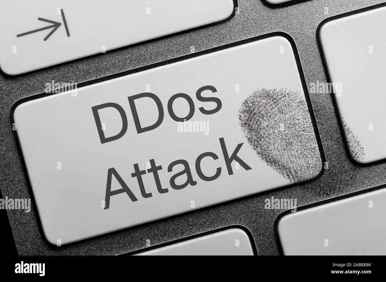 Concetto di criminalità su Internet immagini, attacco DDos (attacco denial of service) Foto Stock