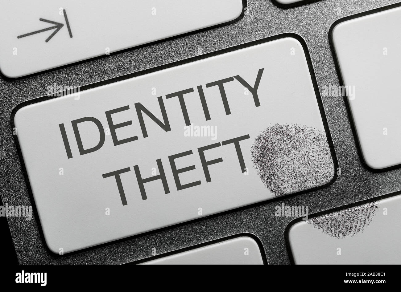 Concetto di criminalità su Internet immagini, il furto di identità. Foto Stock