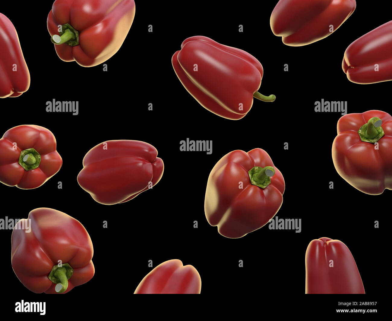 Rendering 3D illustrazione di cibo di peperoni Foto Stock