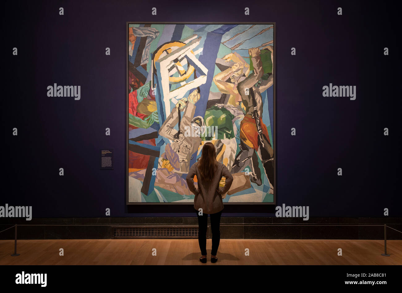 National Gallery di Londra, Regno Unito. Il 26 novembre 2019. Giovani Bomberg e i Vecchi Maestri mostra di British artista modernista David Bomberg (1890-1957) sono visualizzati accanto alla National Gallery le foto che lo influenzarono. Immagine: David Bomberg. Studio per 'Sappers al lavoro: un canadese Società di tunnelling, collina 60, St Eloi, circa 1918-19. Tate. Credito: Malcolm Park/Alamy Live News Foto Stock