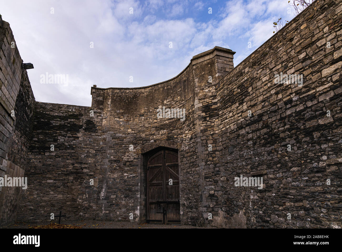 Cantiere al Kilmainham Gaol dove i prigionieri sono stati eseguiti in seguito alla insurrezione 1916, Dublino, Irlanda Foto Stock