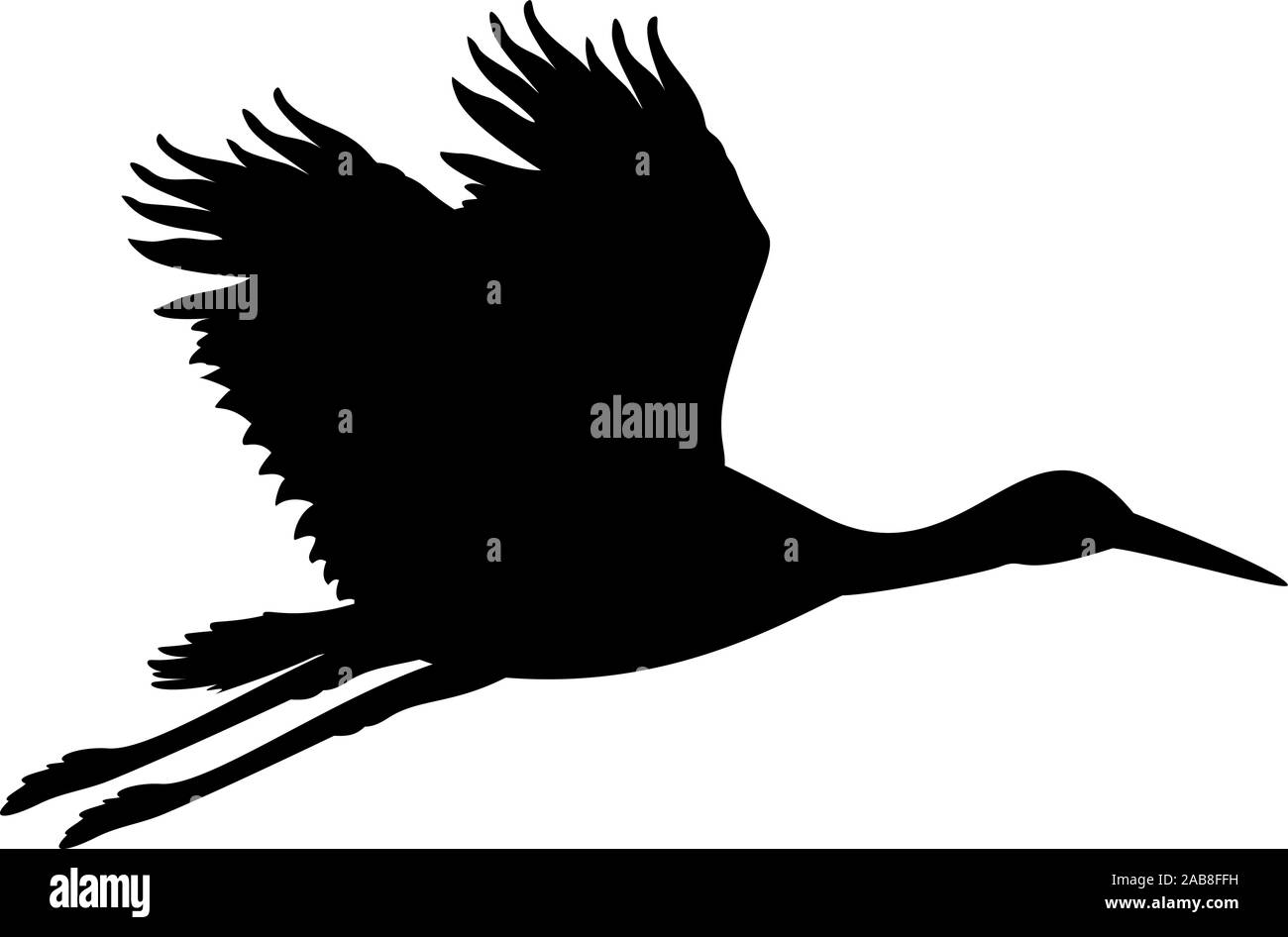 Silhouette di flying stork. Uccello animale. Vector illustrator Illustrazione Vettoriale