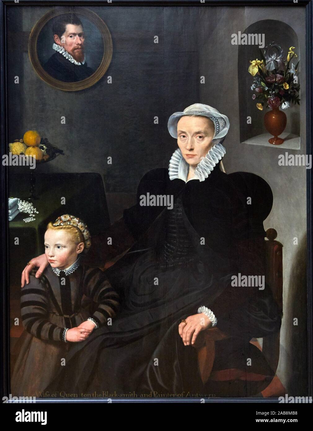 '''Ritratto di una vedova di anziani di età compresa tra i quaranta con un bambino", 1576, Cornelis de Visscher, il Musée du Louvre, Parigi, Francia, Europa Foto Stock