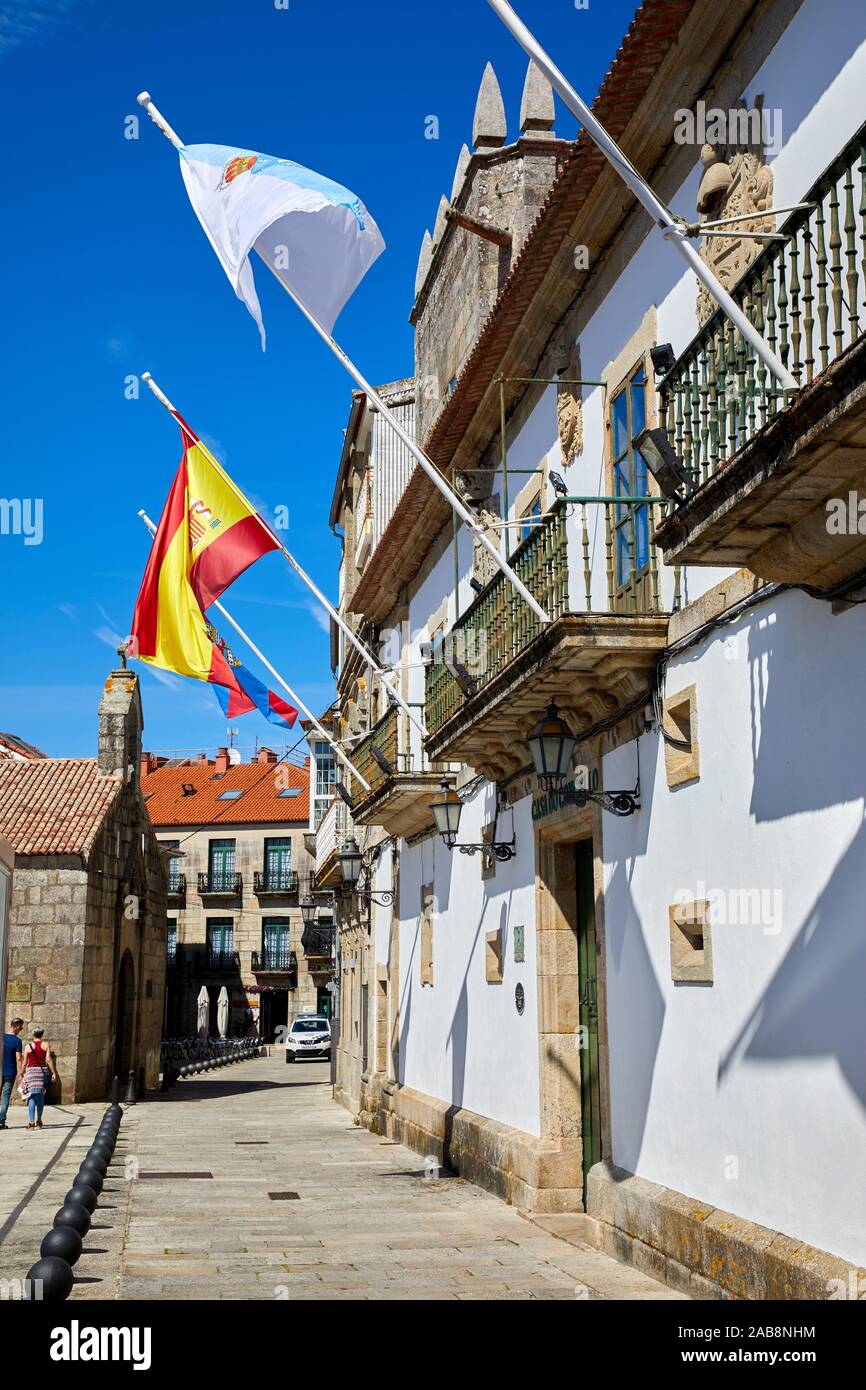 Town Hall, Baiona, Bayona, Pontevedra, Galizia, Spagna Foto Stock