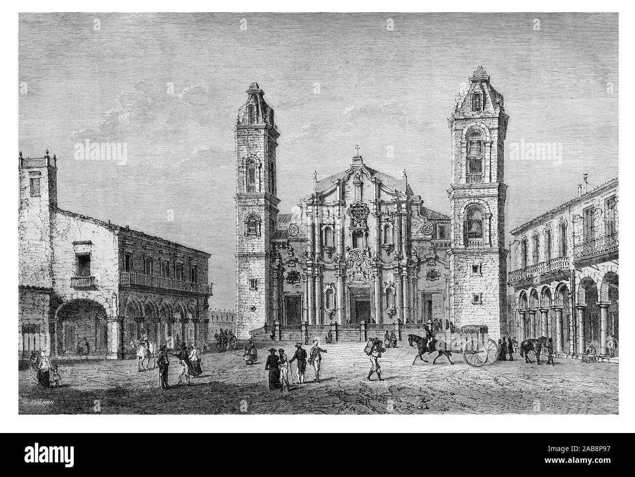 Cuba, ''Cathédrale de La Havane'' (disegno da Navlet, 1860 in ''Le Tour du Monde". ). Foto Stock