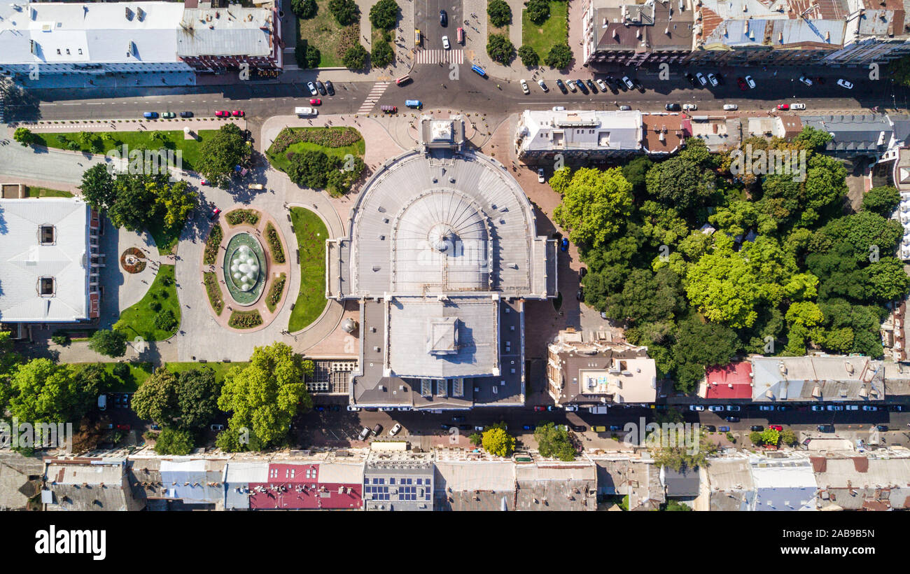 Vista superiore del centro della parte storica di Odessa e l'Odessa porta a mare Foto Stock