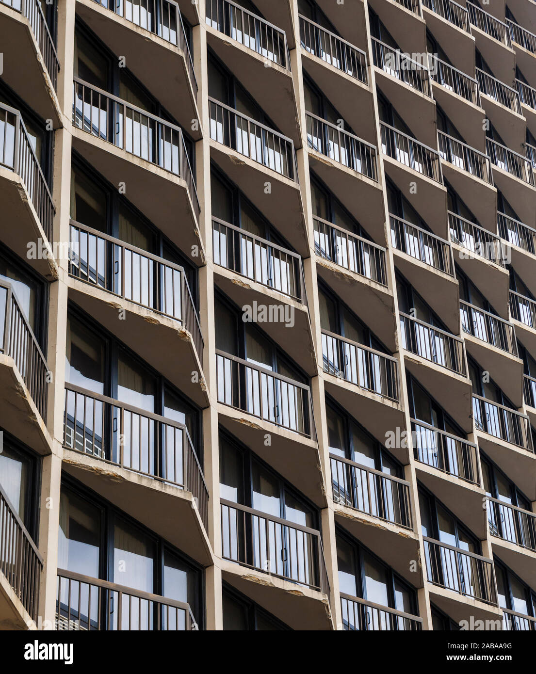 La faccia sulla spiaggia di un appartamento o edificio di condomini, Ocean City, Maryland, Stati Uniti d'America. Foto Stock