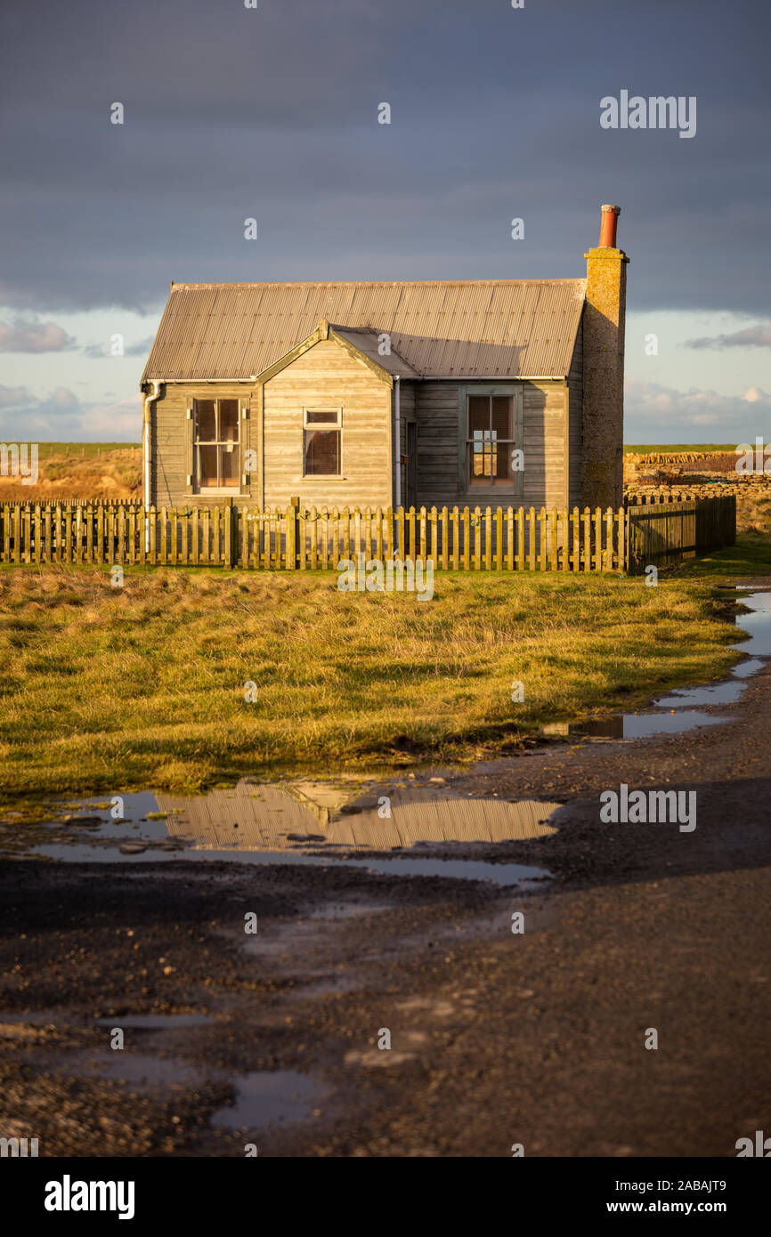 Casa in legno, continentale, Orkney, Scotland, Regno Unito Foto Stock