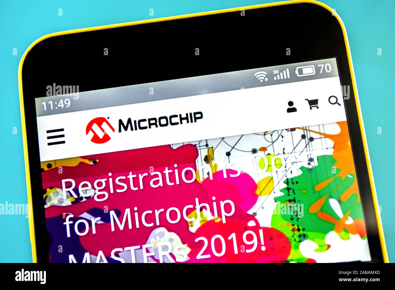 Berdyansk, Ucraina - 25 Aprile 2019: Editoriale illustrativa di Microchip Technology website homepage. Microchip Technology logo visibile sul telefono Foto Stock
