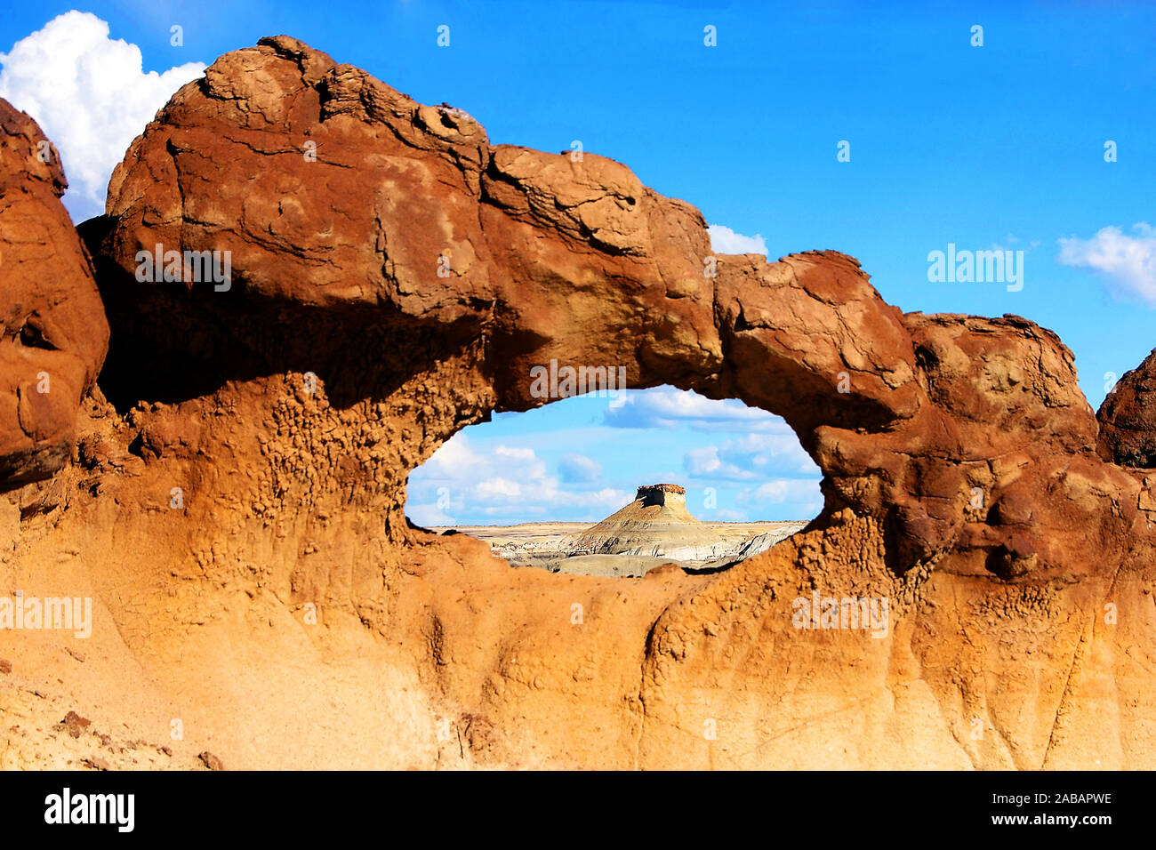 Die Bisti Badlands sind ein riesiges capitolo Gebiet ca. 50km südlich von Farmington nel Nuovo Messico. Foto Stock