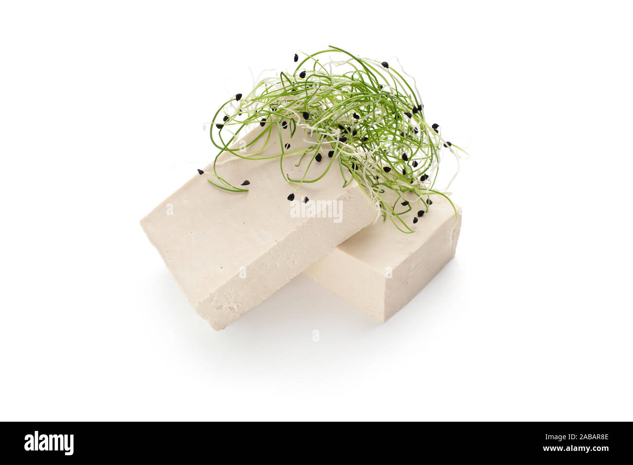 Asian tofu di soia con formaggio fresco microgreen Foto Stock