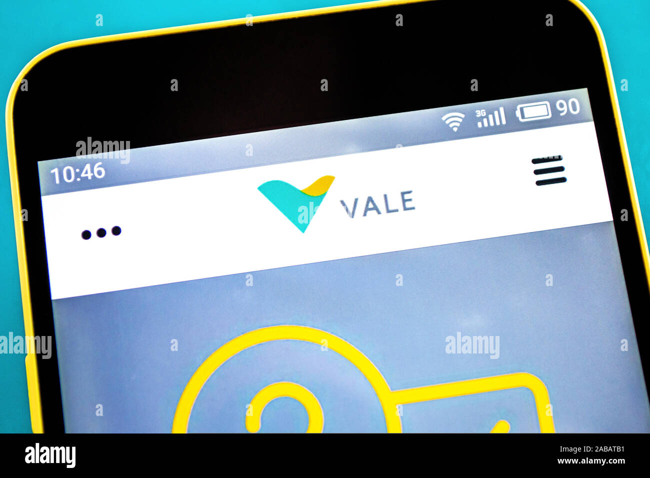 Berdyansk, Ucraina - 21 Aprile 2019: Editoriale illustrativa di Vale website homepage. Vale logo visibile sullo schermo del telefono. Foto Stock