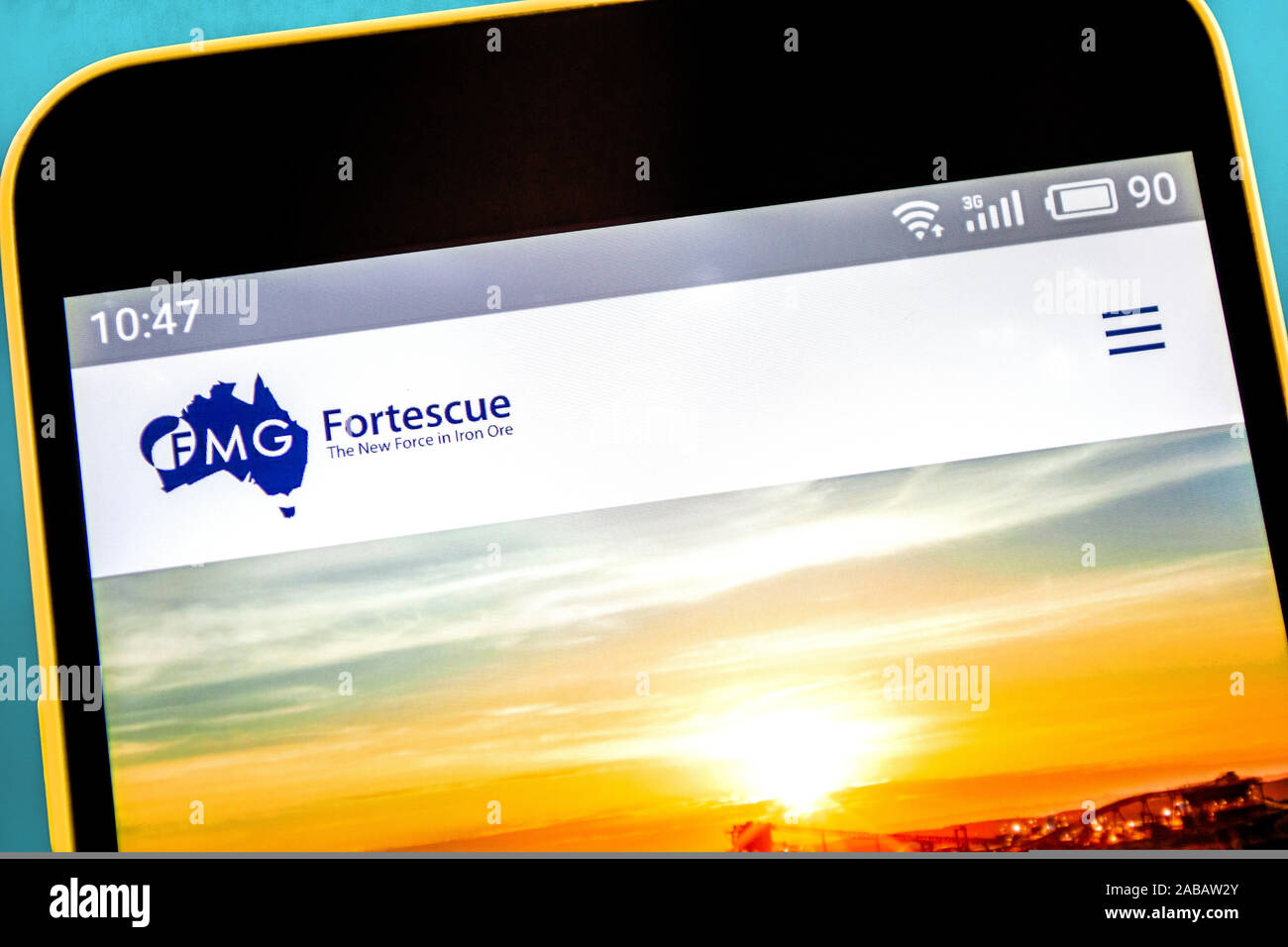Berdyansk, Ucraina - 21 Aprile 2019: Editoriale illustrativa di Fortescue Metals Group homepage del sito. Fortescue Metals Group logo visibile sul Foto Stock